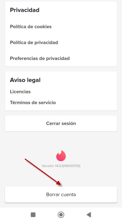 como borrar cuenta Tinder