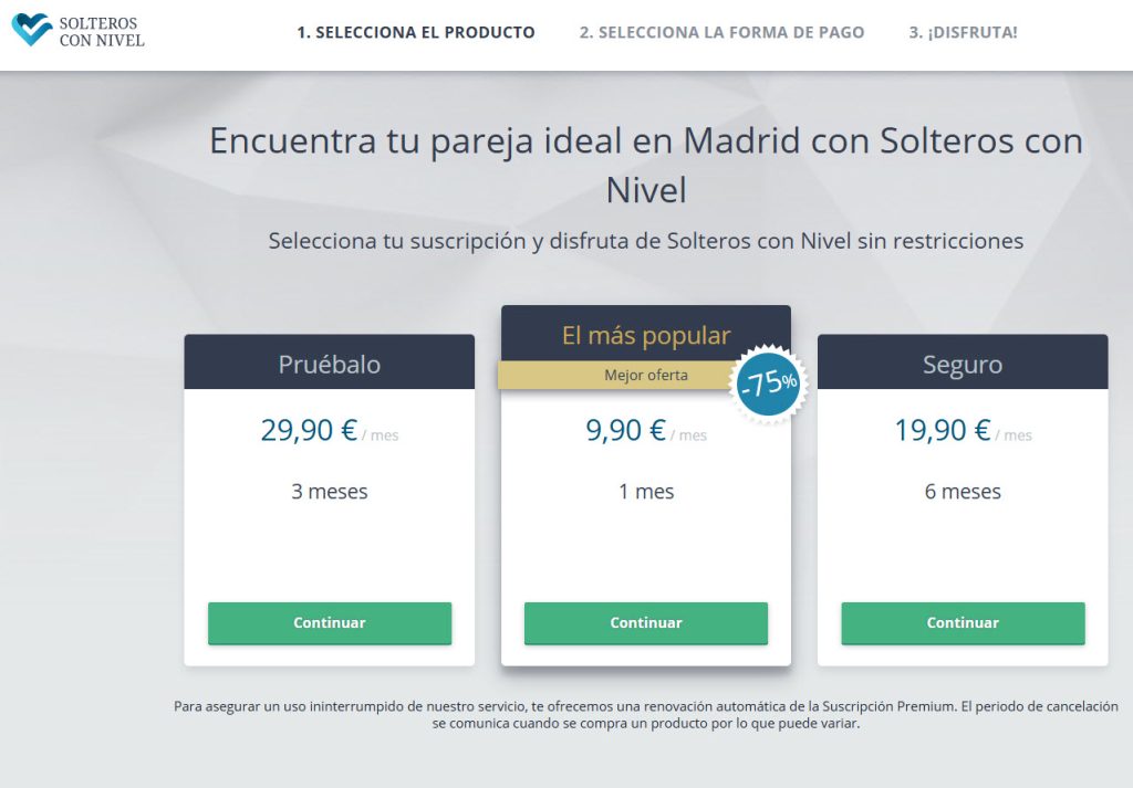 Coste Solteros con Nivel